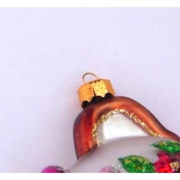 Blown Glass Teapot Christmas Ornament Embellished with Glitter - Picture 3 of 4